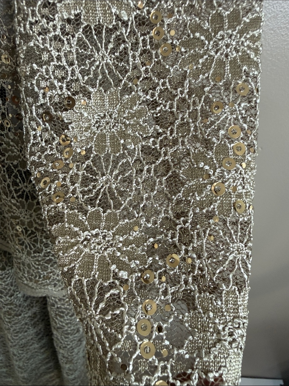 R&M Richards 2 Piece Taupe Gold‎ Sequin Lace Mother of Bride Dress Jacket Set 12 - Picture 15 of 16
